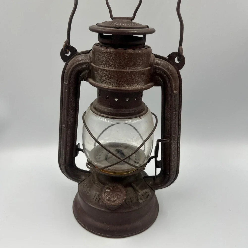 Vintage Frowo No 55 Kerosene Lantern Made in Germany Rustic Brown Metal Oil Lamp